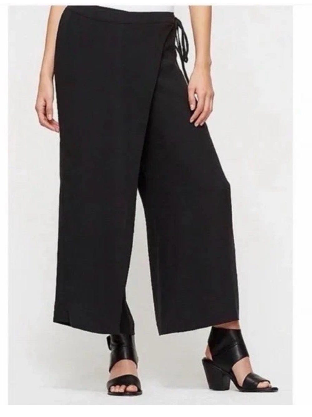 Eileen Fisher silk wrap wide leg crop pant